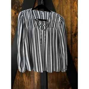 Old Navy Rayon Striped Long Sleeve Blouse Size M Boho Workwear Casual